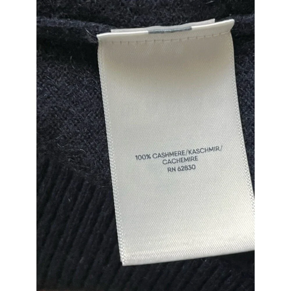 Lands’ End 100% Cashmere Navy V-Neck Sweater Mens Large **Elbow Repair**